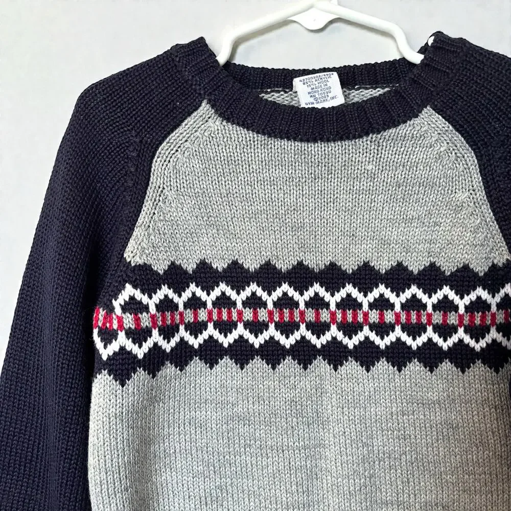 Gymboree Fair Isle Pullover Sweater, Navy & Gray, 3T